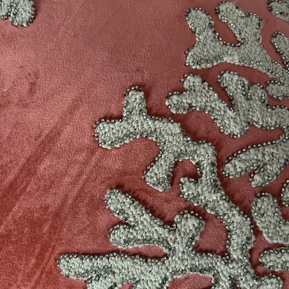 New Pier 1 Coral Beaded Throw Pillow - Picture 2 of 2